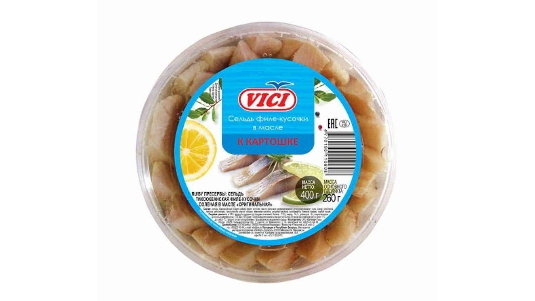 Сельдь Vici кусочки в масле к картошке 200 г