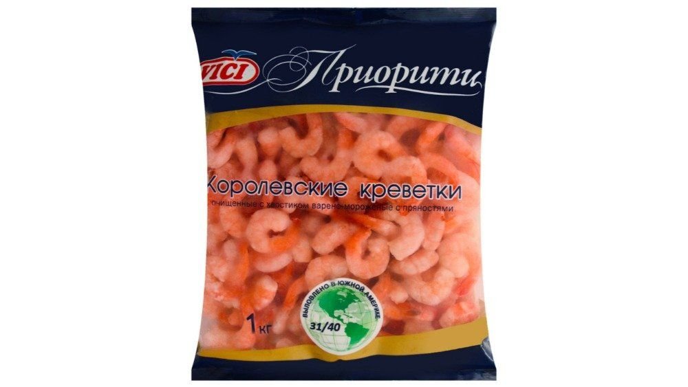 Креветки королевские Vici очищенные с хвостом 1 кг