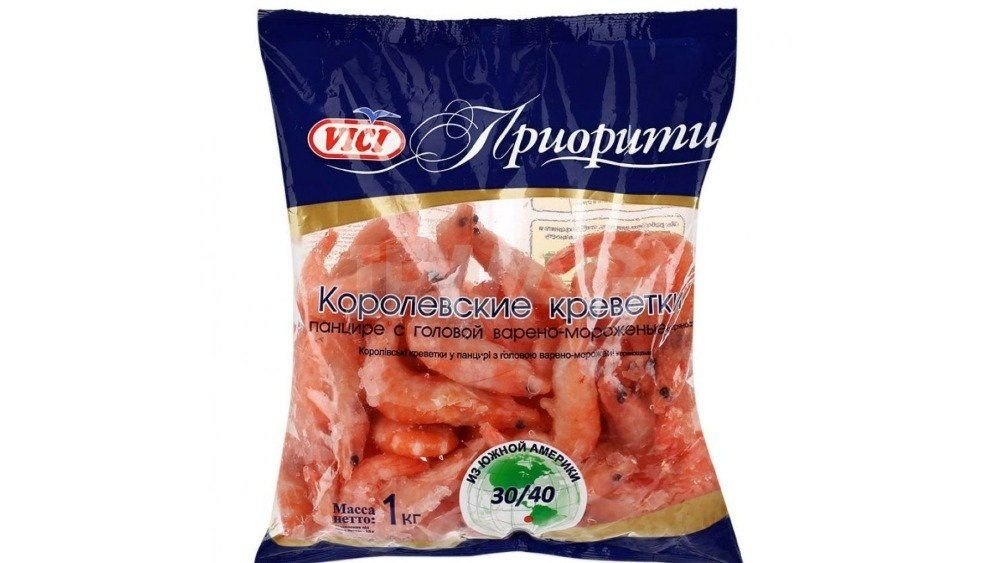 Креветки королевские Vici в панцире 30/40 1 кг