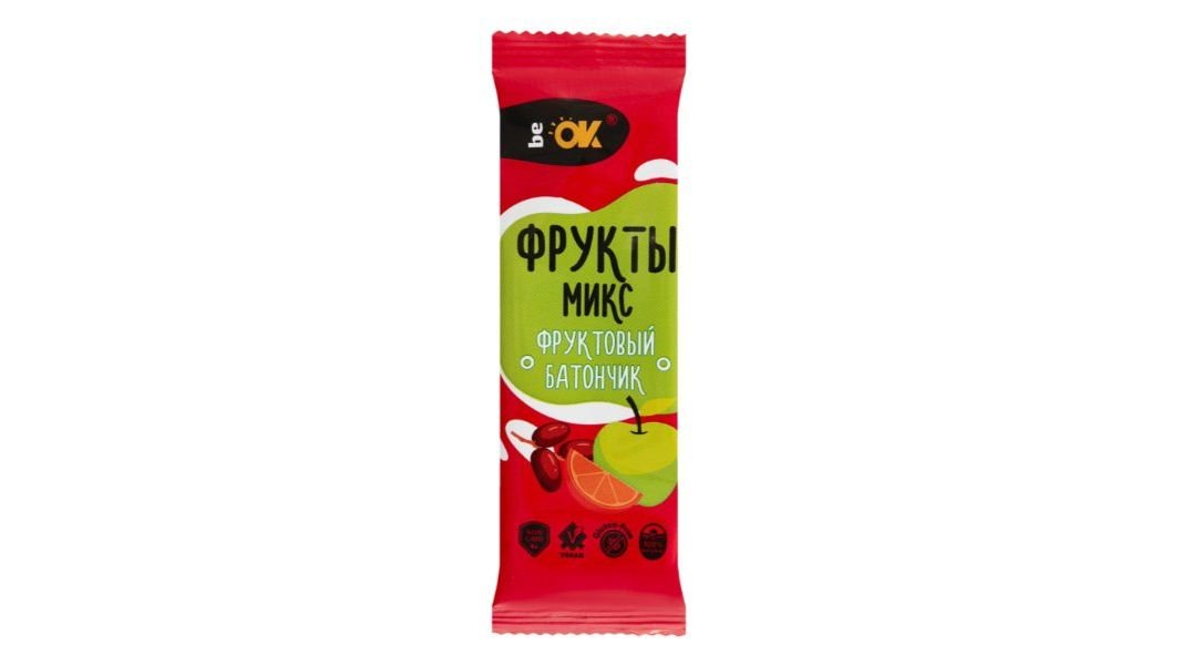 Батончик Be ok фруктовый фрукты микс 30 г