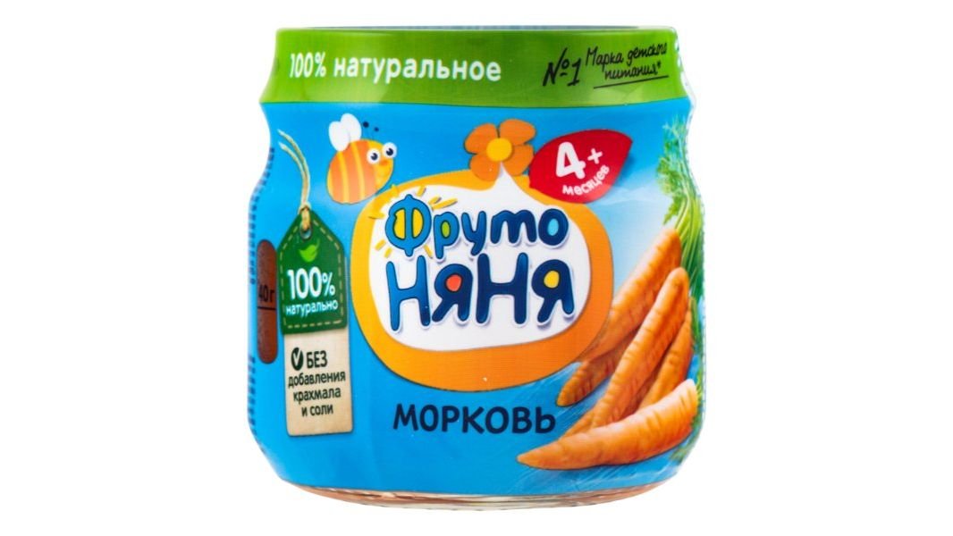 Пюре ФРУТО НЯНЯ Морковь 4-5мес+ 80г с/б
