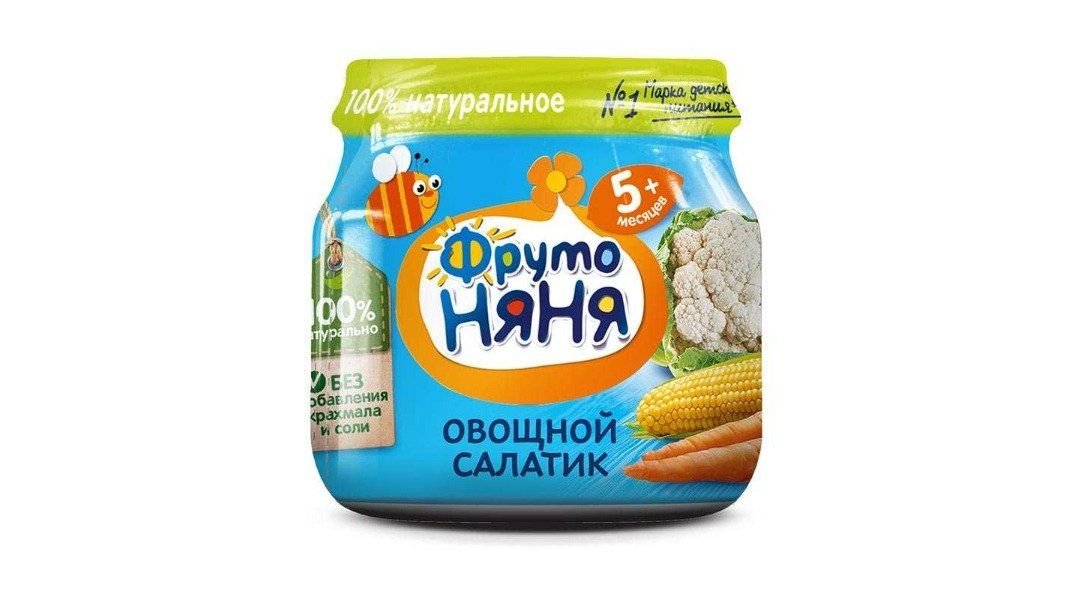 Пюре ФрутоНяня Овощной салатик цветная капуста-морковь 80 г