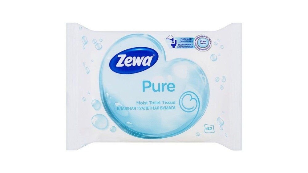 Бумага туалетная влажная Zewa pure, 42 шт