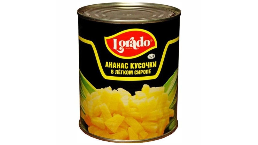 Ананас Lorado кусочки в легком сиропе 580 мл