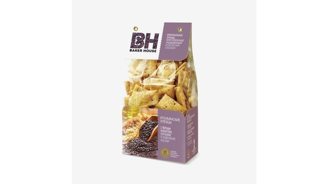 Хлебцы BAKER HOUSE Итальянские С черным кунжутом 250г кор