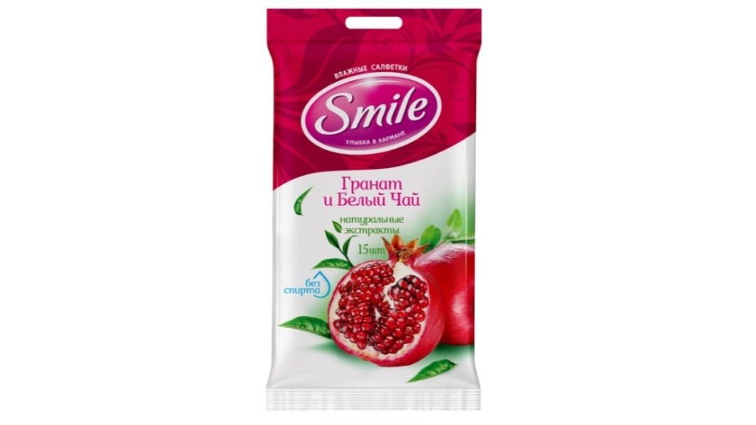 Салфетки влажн Smile гранат-белый чай 15шт
