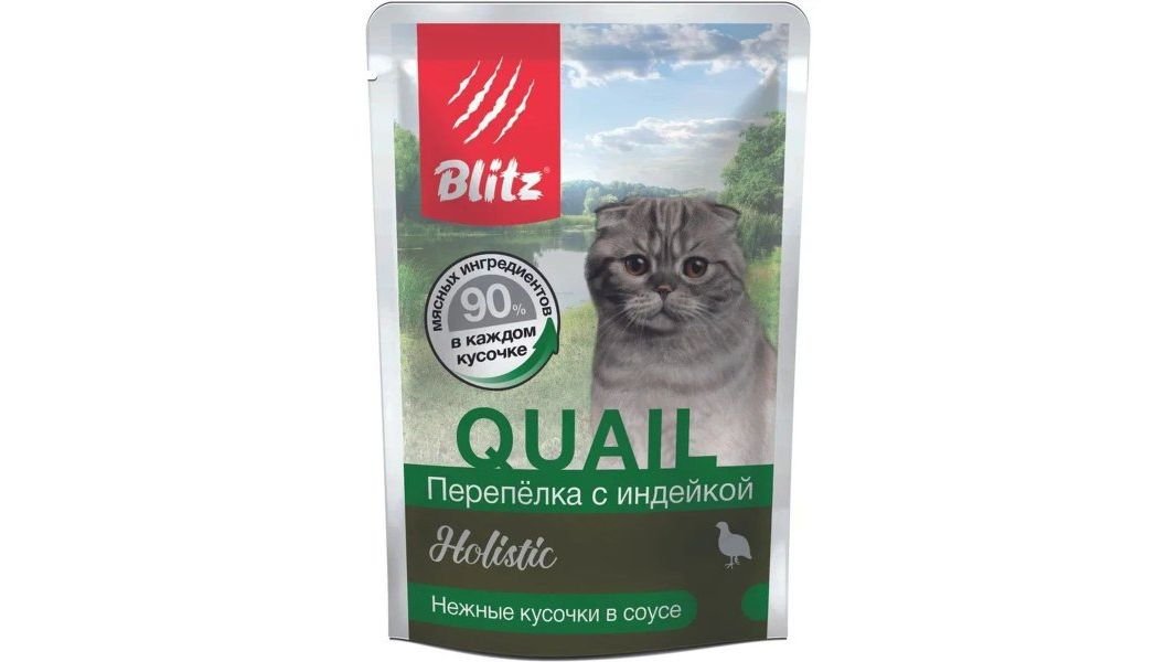 Blitz Корм для кошек перепелка с индейкой полнорац 85г