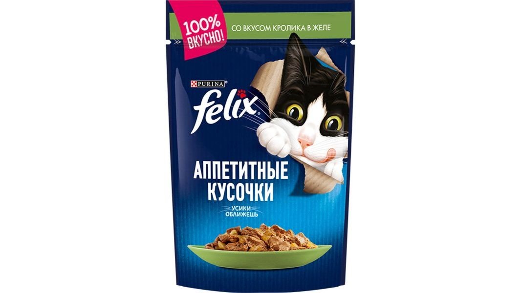 Felix, Корм для кошек кролик в желе, 75 г