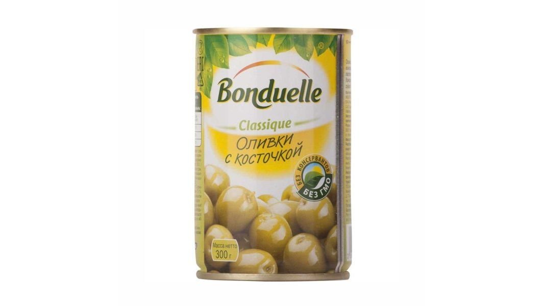 Оливки Bonduelle с косточками ж/бан, 314 мл