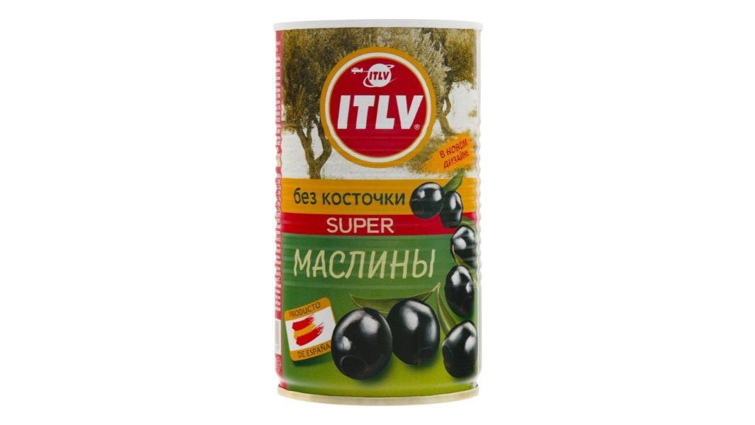 Маслины Itlv супер черные без косточки 370 мл
