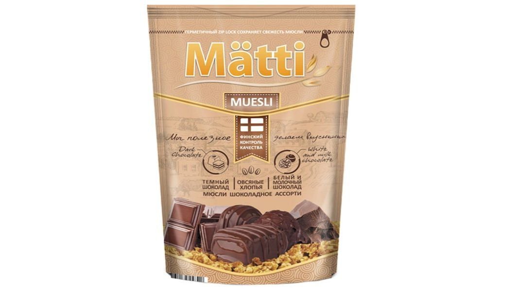 Мюсли matti шоколадное ассорти 250 г д/п