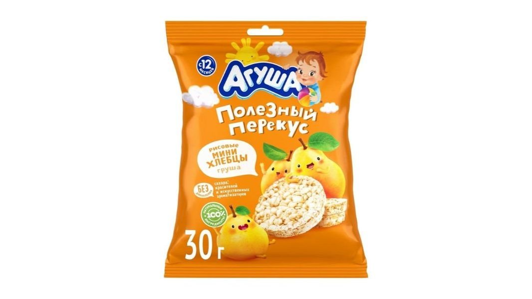 Хлебцы Агуша рисовые Груша 0,2%, 30 г