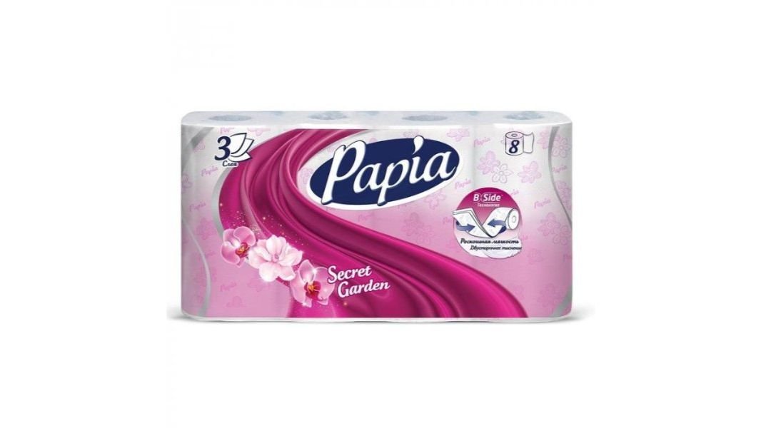 Бумага туалетная Papia Secret Garden 3сл 8рул