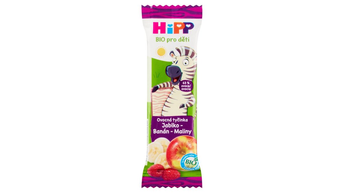 HiPP Bio ovocná tyčinka jablko, banán, maliny 23g