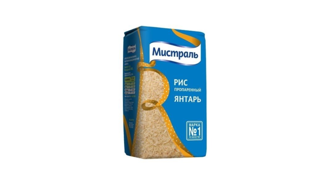 Рис МИСТРАЛЬ Янтарь Пропаренный длиннозерный 900г м/у