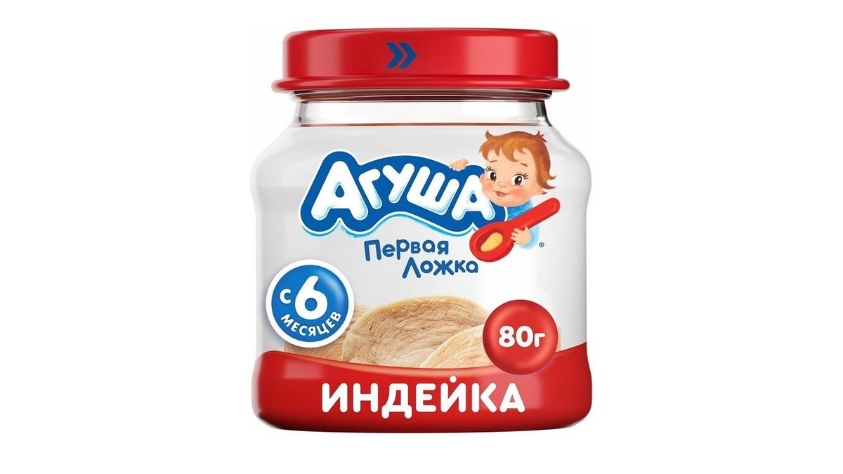 Пюре АГУША Индейка 6мес+ 80г с/б
