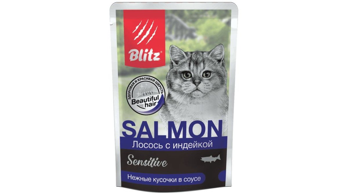 Корм для кошек Blitz Лосось с индейкой 85 г