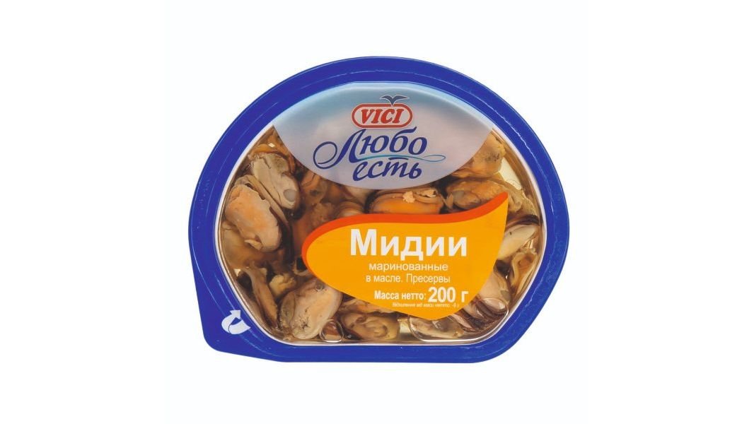 Мидии VICI маринованные в масле 200г п/у
