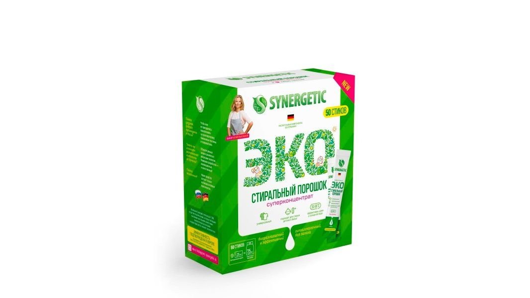 Порошок стиральный Synergetic 50 стиков 50х25 г