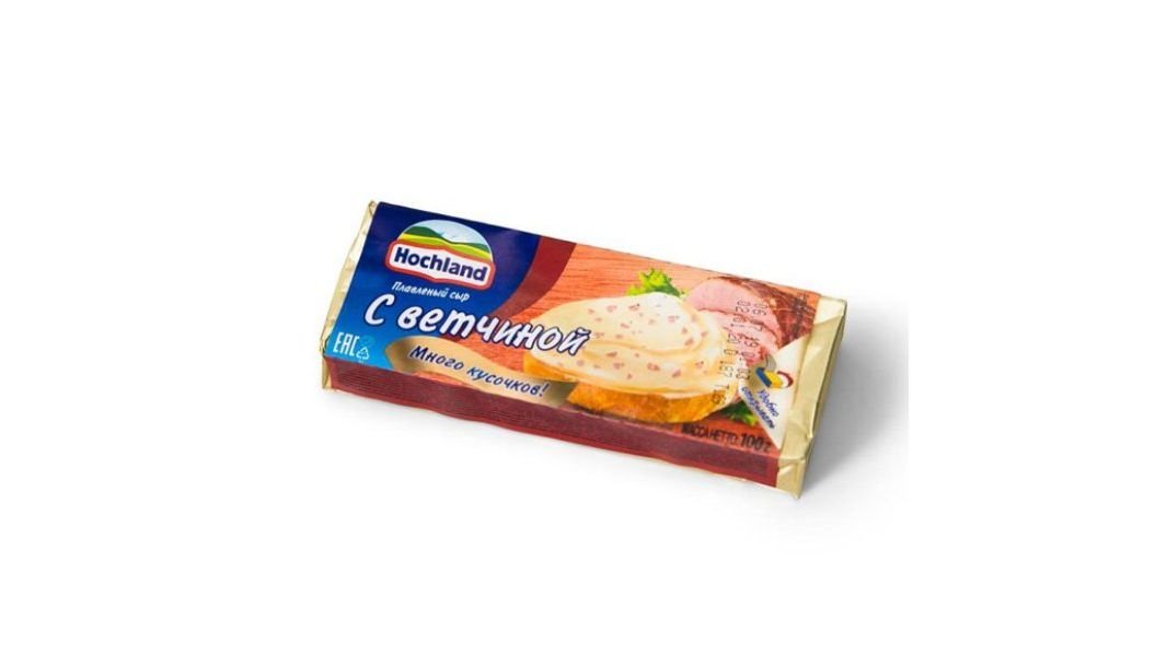 Сыр плавл hochland блочки с ветчиной 100 г