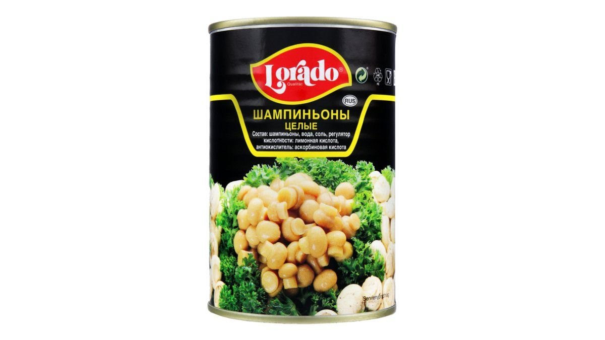 Lorado грибы шампиньоны целые 425 гр