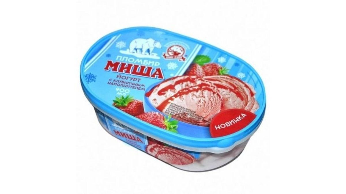 Мороженое Шин-Лайн Пломбир Миша йогурт-клубника 490 г