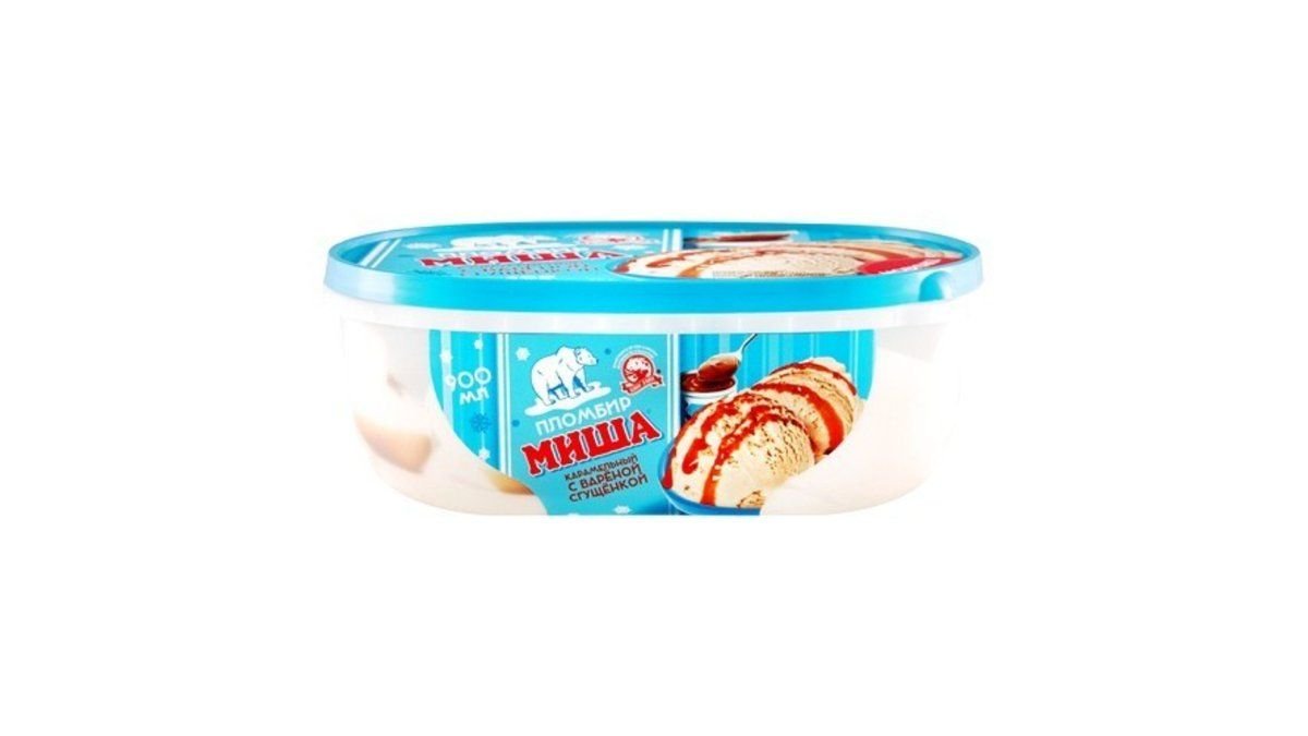 Мороженое Миша Пломбир карамель-вареная сгущенка 490 г