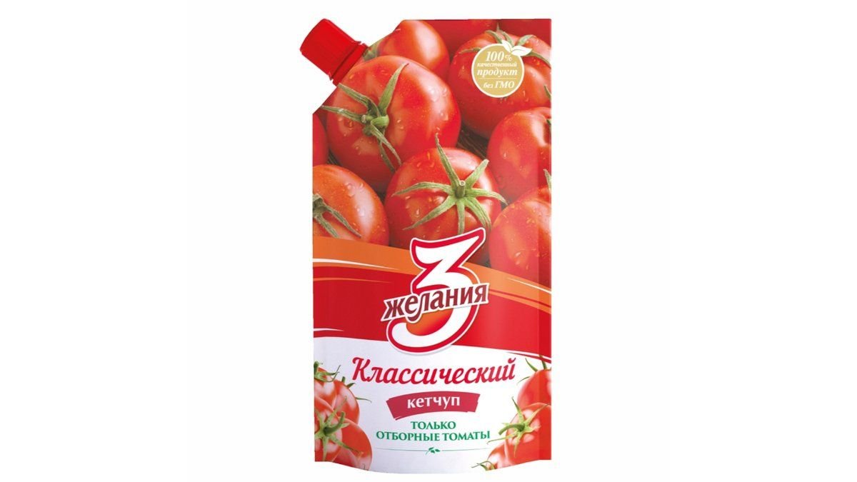 Кетчуп 3 желания томатный 250 г д/пак