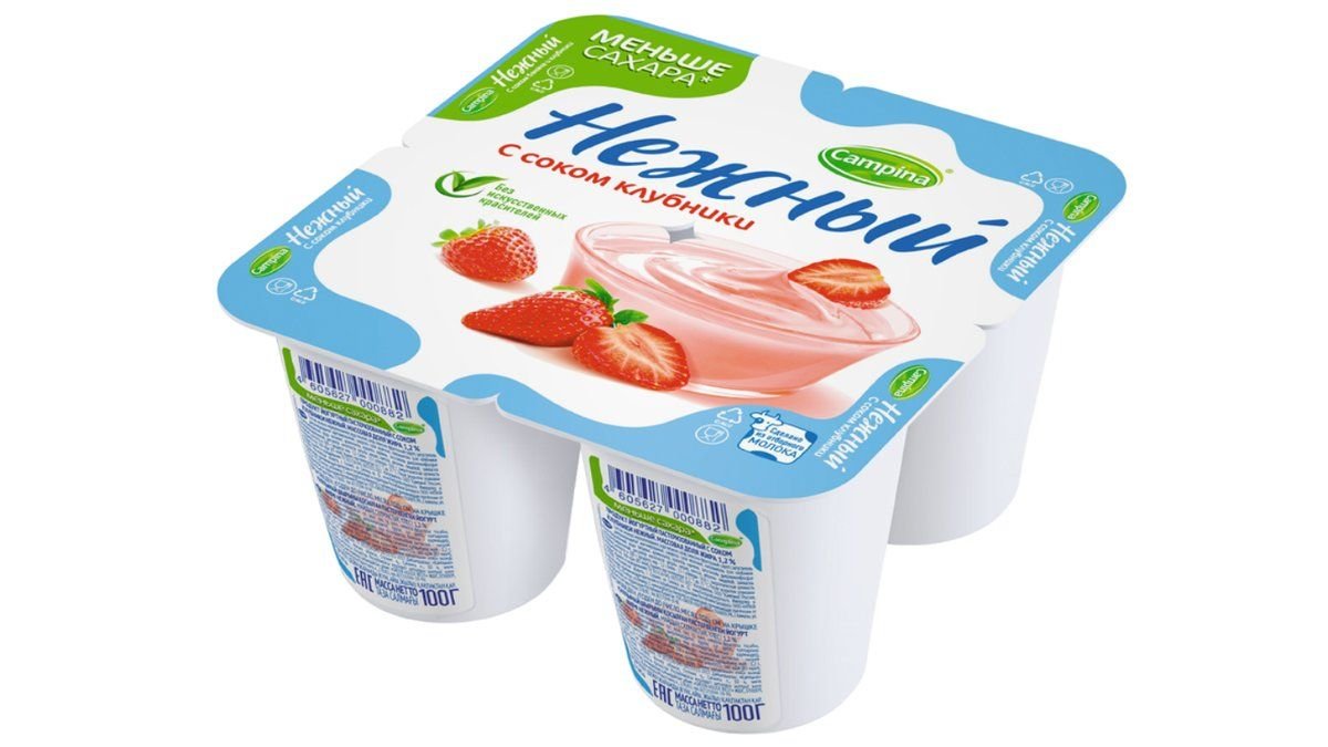 Йогурт Campina нежный клубника 1.2% 100 г