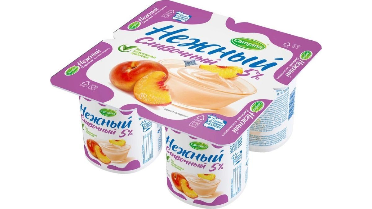 Йогурт Campina Нежный с соком персика 5% 100 г