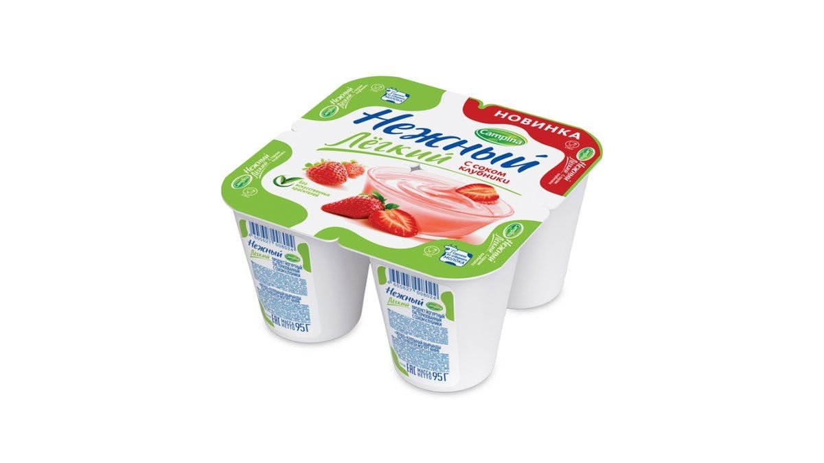 Йогурт Campina Нежный Лайт клубника 0,1% 95 г