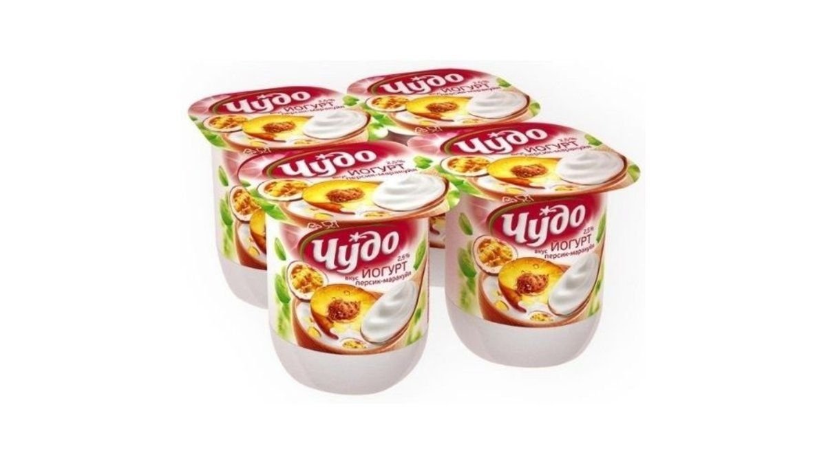 Йогурт вязкий Чудо персик-маракуйя 2,5% 115 г
