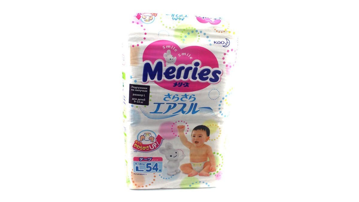 Merries подгузники для детей 9-14 кг L № 54 шт