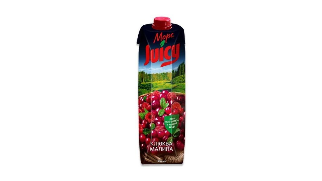 Морс Juicy клюква/малина 0.950 л