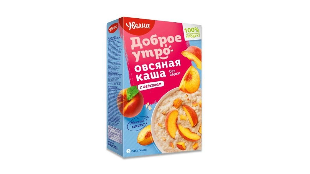 Каша Увелка овсяная с персиком в пакетиках 200 г