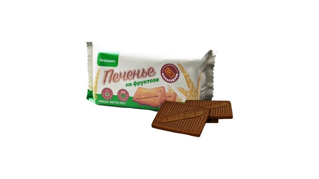 Печенье Петродиет классическое шоколадное на фруктозе 170 г