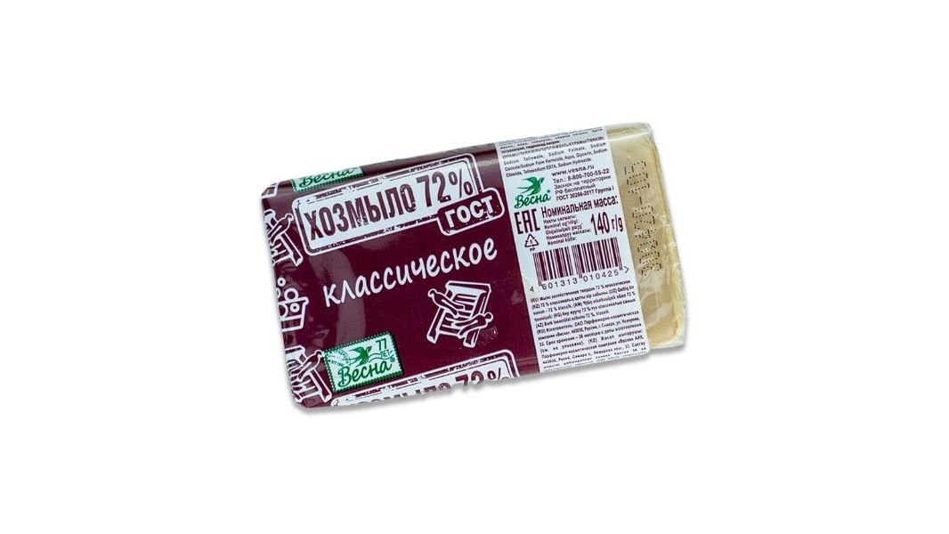 Мыло Весна хозяйственное классическое 72% 140 г