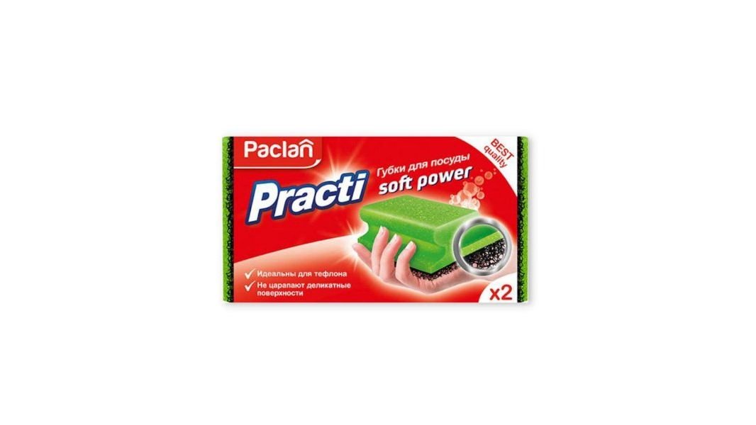 Губки для мытья посуды Paclan Soft Power 2 шт