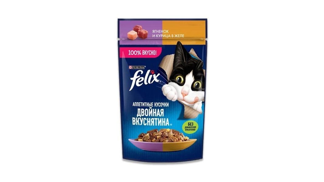 Корм FELIX Двойной вкус С ягненком и курицей 75г