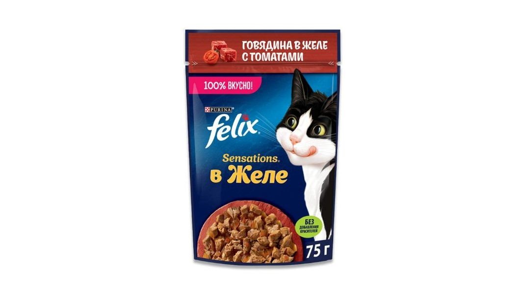 Корм для кошек Felix Говядина с томатами 75 г