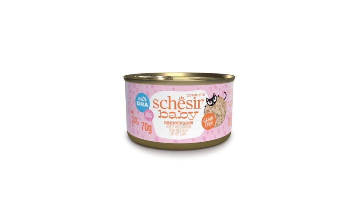 Schesir Baby Cat Chicken With Salmon In Broth Can 70g