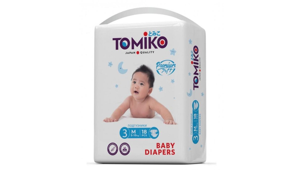 Подгузники TOMIKO 5-10кг 18шт м/у