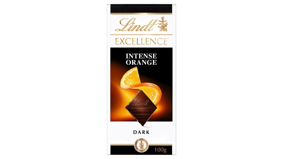 Lindt Excellence Intense Orange horká čokoláda s kúskami mandlí a s pomarančovou šťavou 100 g