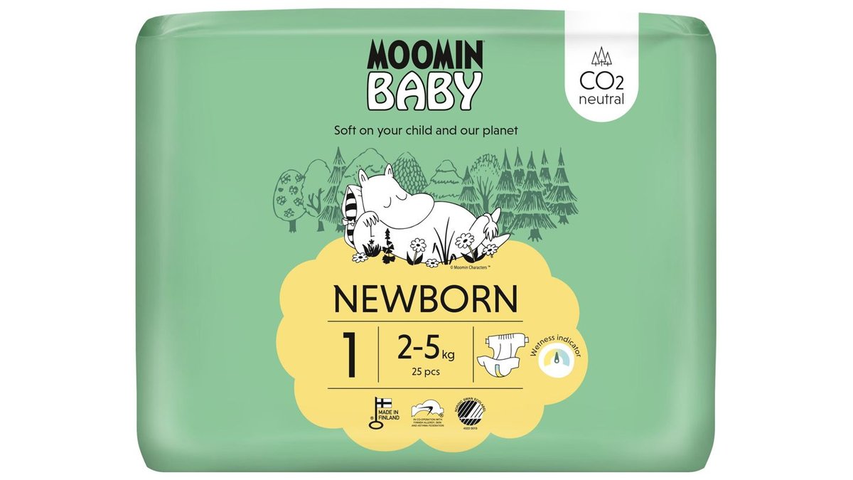 Moomin Baby Newborn teippivaippa 1 - 25 kpl 2-5 kg