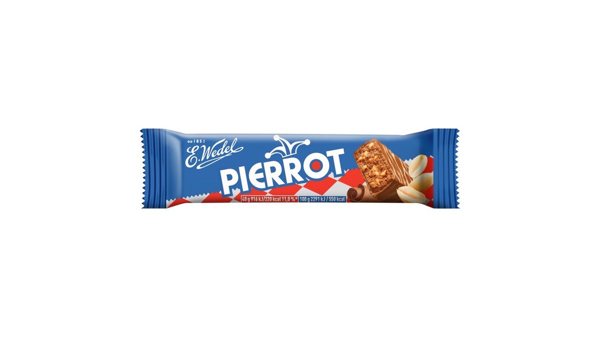 E. Wedel Pierrot Baton orzechowy z kawałkami orzeszków w czekoladzie mlecznej, 40 g