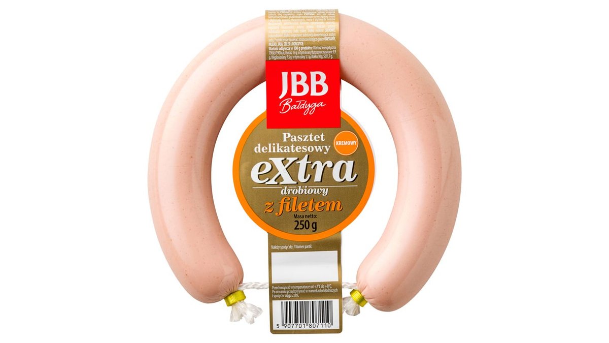 JBB Bałdyga Pasztet delikatesowy extra drobiowy z filetem 250 g