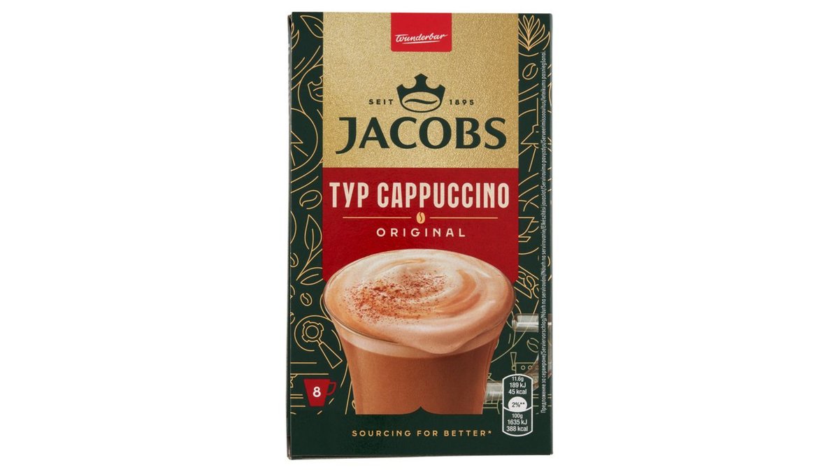 Jacobs Cappuccino rozpustný kávový nápoj 8 x 11,6 g (92,8 g)