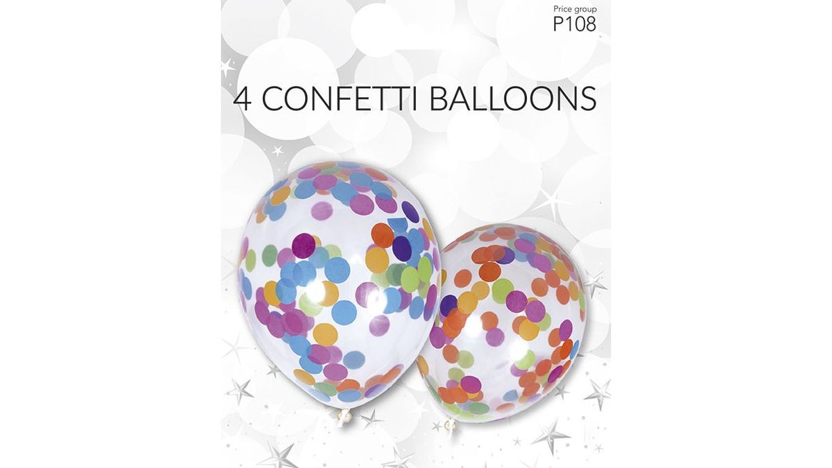 Balloner m. konfetti 6 stk.