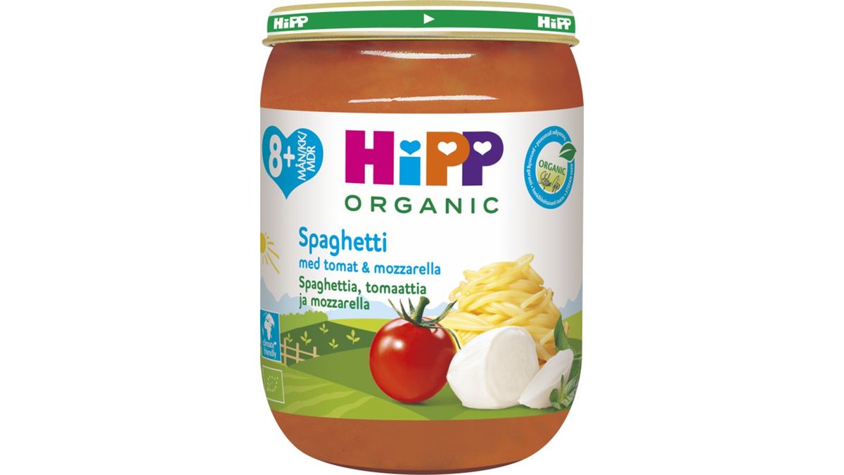 Hipp Spagettia, Tomaattia ja mozzarellaa 190g 8kk