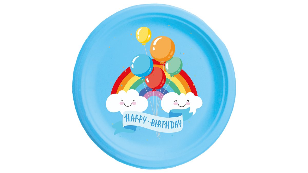 Tinka Tallerken Papir Happy Birthday, 8 stk